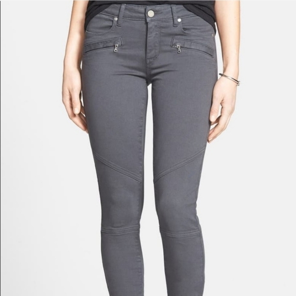 PAIGE, Liam High Rise Denim Moto Ankle Skinny Jeans, Stone Grey, Size‎ 25 - Picture 2 of 11